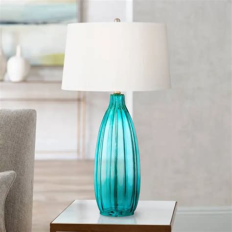 Amazon Com Aqua Glass Blue Glass Lamp Blue Table Lamp Aqua Glass