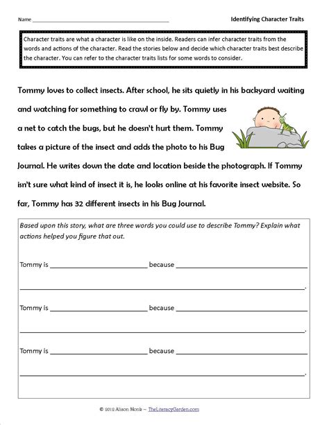 Character Traits Worksheet 2nd Grade Character Trait Worksheets