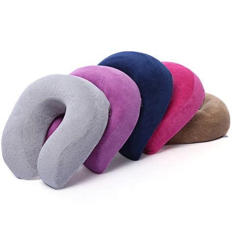 High Quality U Shaped Slow Rebound Memory Foam Travel Neck Pillow With Button Traveling Pillow