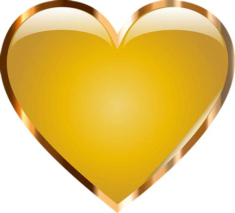 Shiny Gold Heart Transparent Png Png Mart