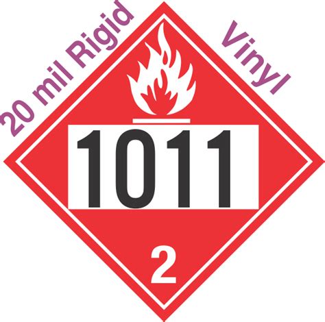 Flammable Gas Class 2 1 UN1011 20mil Rigid Vinyl DOT Placard