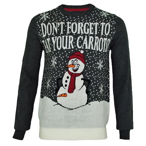 Mens Threadbare Novelty Funny Rude Snowman Crew Neck Christmas Jumper