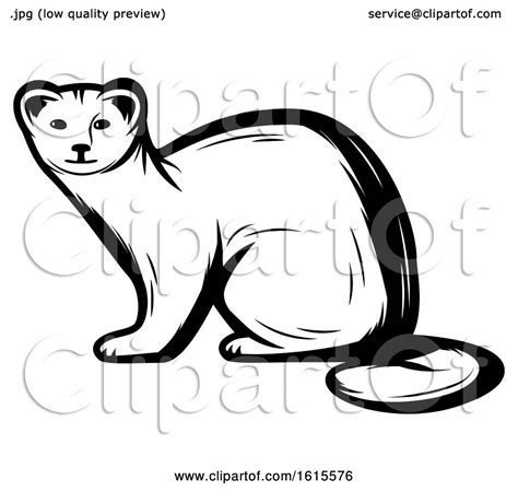 Clipart Of A Black And White Weasel Royalty Free Vector Illustration