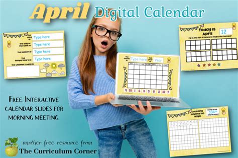 April Digital Calendar The Curriculum Corner 123