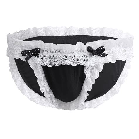 Buy Yizyif Mens Adult Frilly Lace Ruffled Crossdress Sissy Panties Maid Briefs Underwear