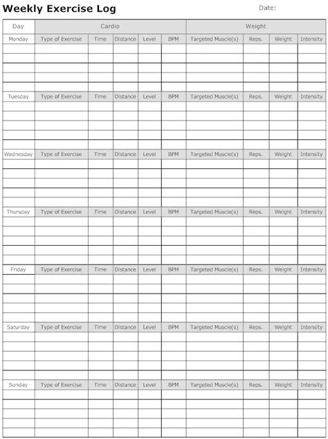 Maybe you would like to learn more about one of these? Weekly exercise log … | Workout sheets, Workout log ...