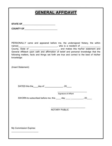 You can easily download and fill out the form. Download Free General Affidavit Form | Form Download