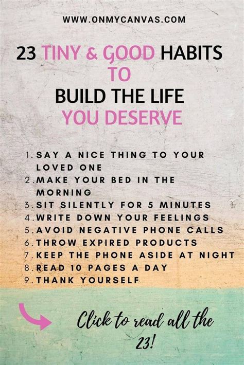 23 Small Habits To Build The Life You Deserve On My Canvas Habits Of