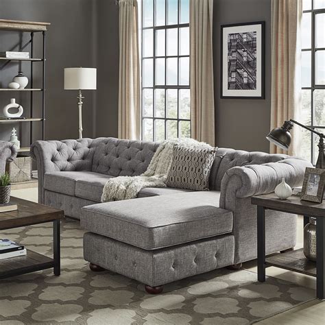 Knightsbridge Tufted Scroll Arm Chesterfield 4-Seat Sofa and Chaise by