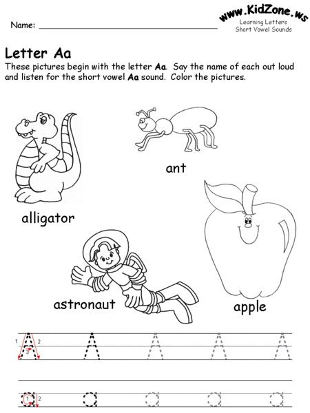 Letter Aa Worksheet For Pre K Kindergarten Lesson Planet