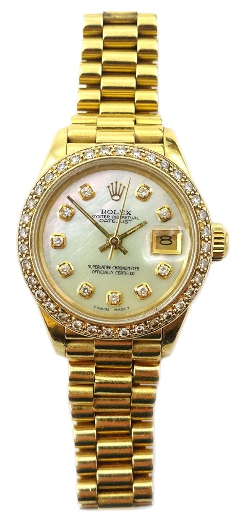 Ladies Rolex 18ct Gold Oyster Perpetual Datejust Wristwatch No 1791338