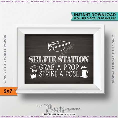 Graduation Selfie Station Sign Grad Party Graduation Party Grab A