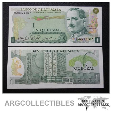 Guatemala Billete 1 Quetzal Pick 59c Unc 1982 Argcollectibles