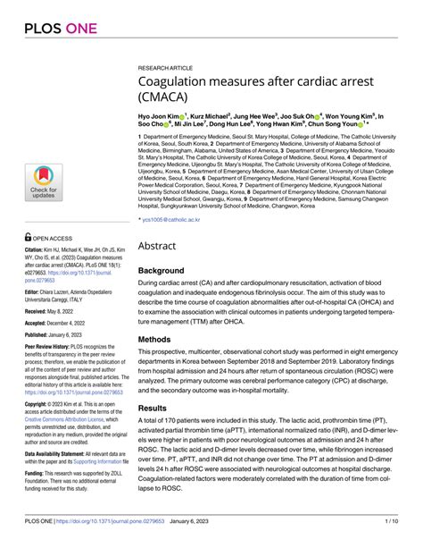 Pdf Coagulation Measures After Cardiac Arrest Cmaca