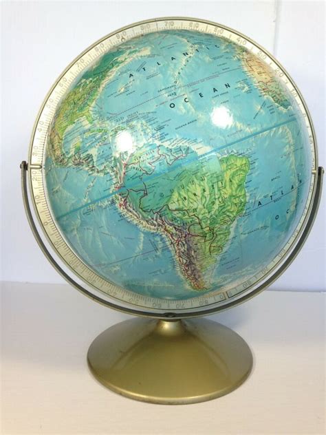 Vtg Rand Mcnally World Portrait 12 Globe Dual Axis Raised Topography