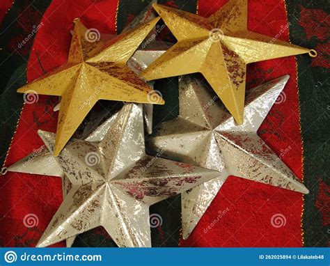 Bundle Of Gold And Silver Christmas Stars Stock Photo Image Of Angels