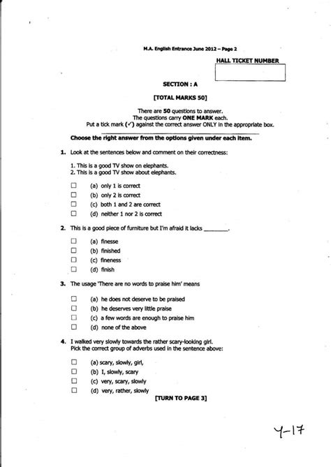 Ma English Entrance Test Question Paper 2023 2024 Student Forum
