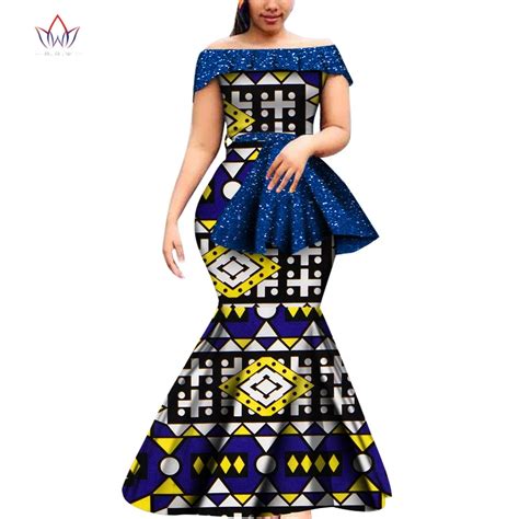 Bintarealwax Off Shoulder Party Dress Bazin Riche African Dresses For Women Plus Size Graceful