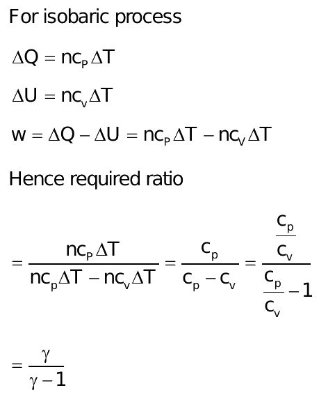 For An Isobaric Process The Ratio Of Q The Amount Of Heat Supplied