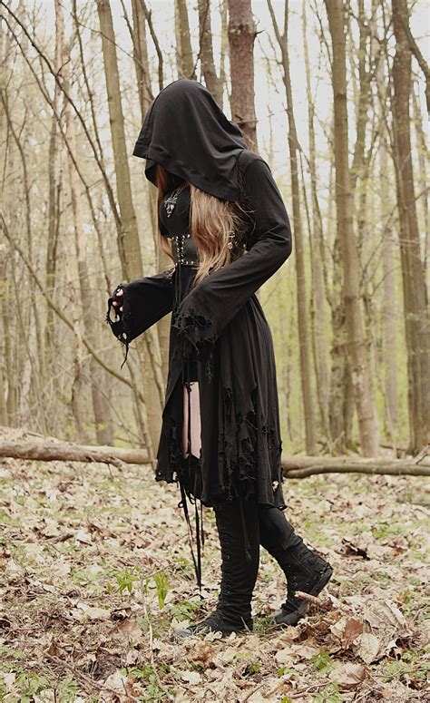 Witch Witchy Goth Gothic Black Ritual Cloak With Black Harness Dark Fashion Goth S Girls