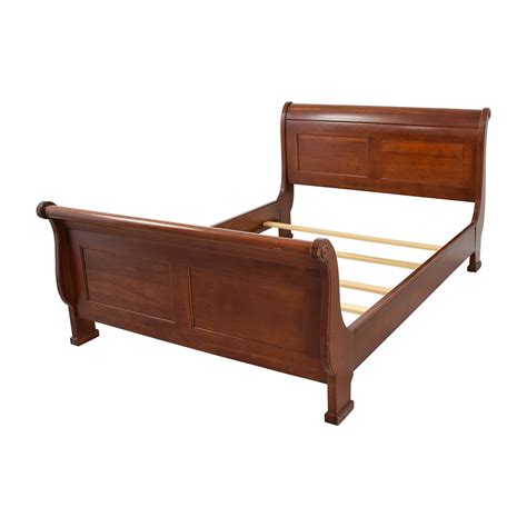OFF Solid Cherry Wood Queen Sleigh Bed Beds