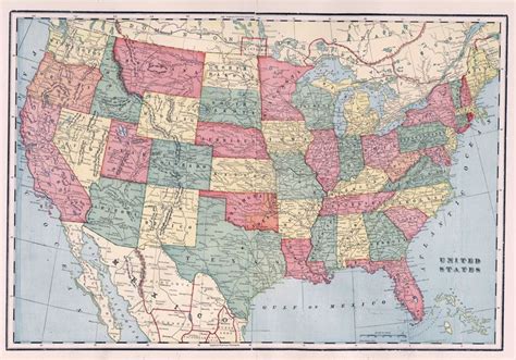 1899 Map Of The United States Map United States Map Old Maps