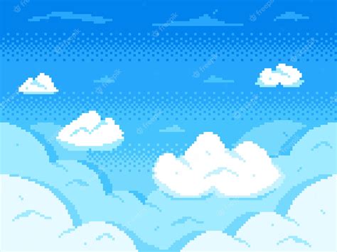 Premium Vector Pixel Art Sky Clouds 8 Bit Skyline Retro Video Game