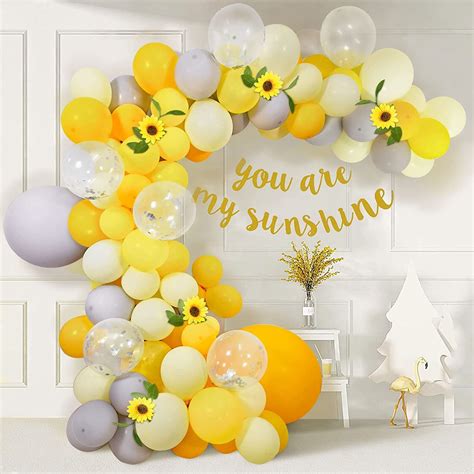 Teselife Lemon Yellow Balloons Garland Arch Kit 128pcs Sunflower Party