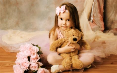 Girl Teddy Bear Roses Mood Cute Wallpapers Hd Desktop And Mobile