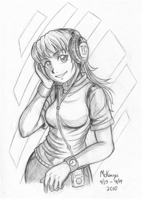 Anime Girl With Headphones Coloring Pages