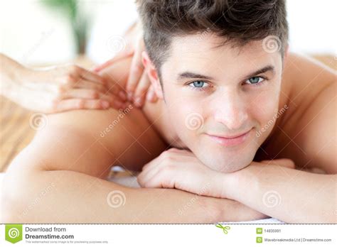 Beautifu Man Enjoying A Back Massage Stock Image Image