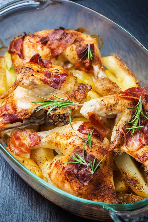 You could also enjoy this bacon, onion and potato bake if you're dairy free if you leave out the cheese. Tasty Dinner Casserole: Bacon Baked Chicken And Potatoes ...