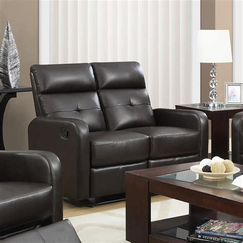 Monarch Specialties Casual Brown Faux Leather Reclining Loveseat At