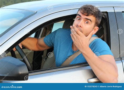 Terrified Male Driver Feeling Guilty Stock Image Image Of Danger