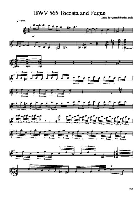 Bach Johann Sebastian Bwv 565 Toccata And Fugue By Johann Sebastian Bach Classical Guitar