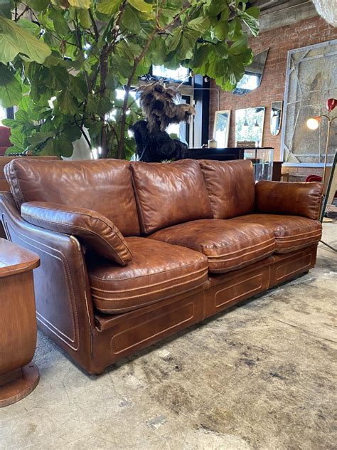 Mid Century Modern Italian Leather Sofa 1960s