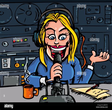 Cartoon Female Talk Radio Dj On The Air In A Studio Stock Photo Alamy