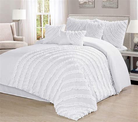 White Full Comforter Set 4pcs Twin Full Size White Polka Dot