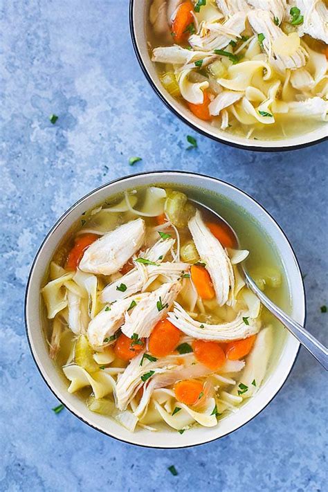 Chicken noodle soup in 30 pour in chicken and vegetable broths and stir in chicken, noodles, carrots, basil, oregano, salt and pepper. Instant Pot Chicken Noodle Soup - Rasa Malaysia
