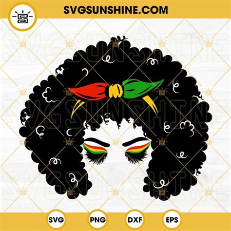 Afro Woman Juneteenth Svg African Bandana Svg Curly Hair Girl Svg