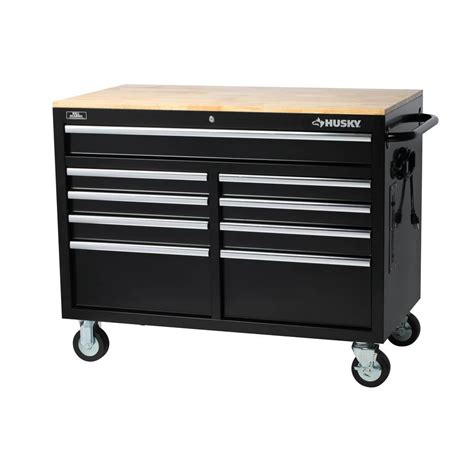 Husky 46 In W 9 Drawer Deep Tool Chest Mobile Workbench In Gloss