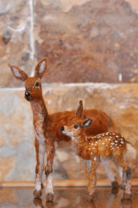 Mother Deer And A Fawn Needle Felted Animals Needle Felted Etsy
