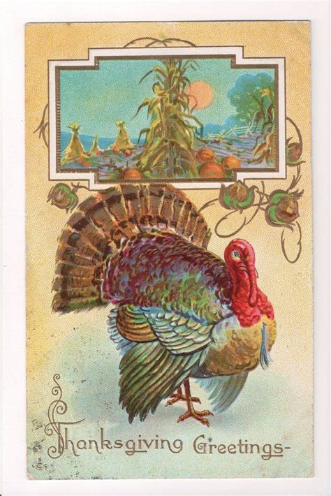 Thanksgiving Greetings Postcard Tom Turkey W05064 Thanksgiving