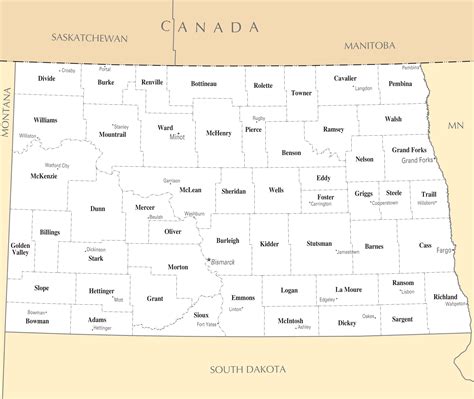 North Dakota Map With Towns World Map