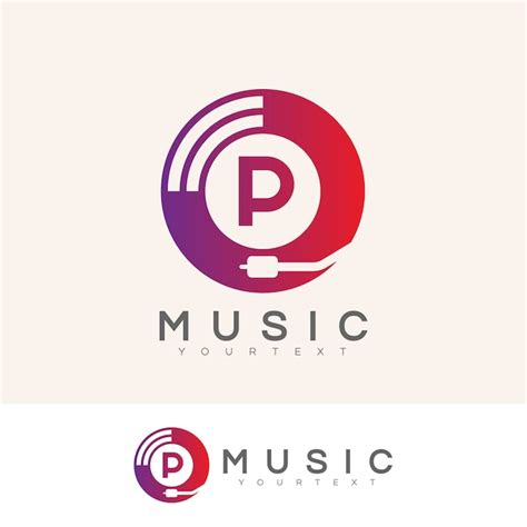 Music Initial Letter P Logo Diseño Vector Premium