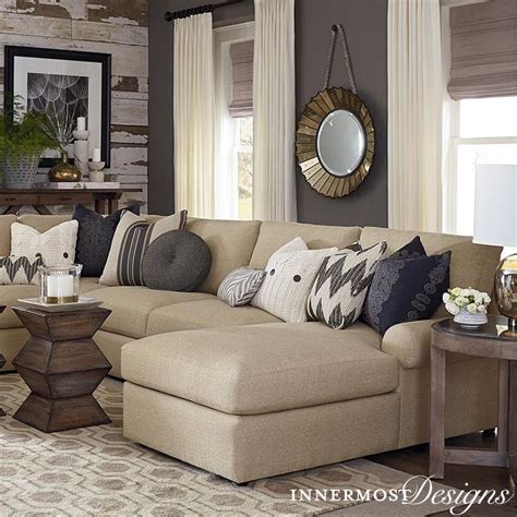 Do grey cushions go with brown sofa. We love all the contrast in this living room! The ...