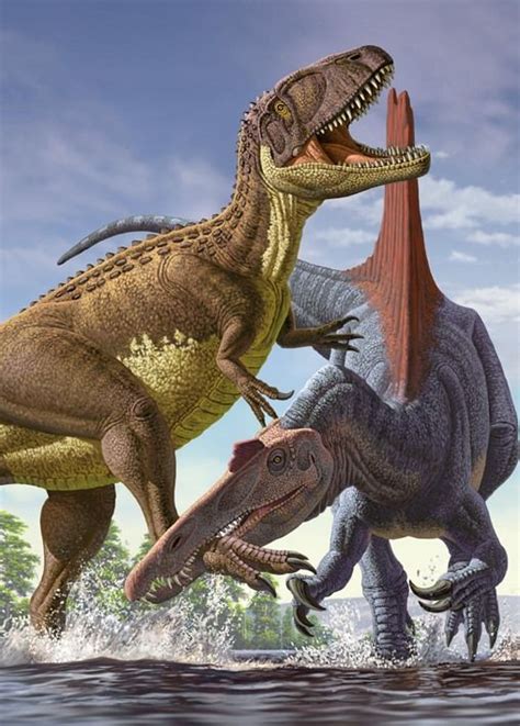 Carcharodontosaurus Y Spinosaurus Ilustraci N De Raul Martin