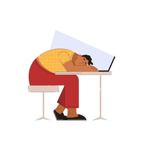 Premium Vector Tired Man Sleeping At The Workplace In Trendy Flat Style