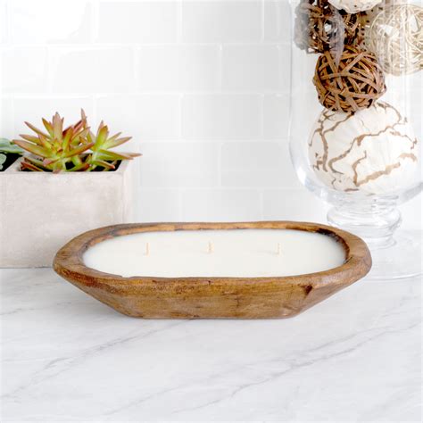 Rustic Wooden Bowl Candle Natural Everyday Cozy Living