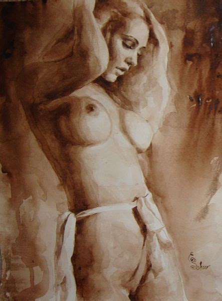 Original Aquarell Zeichnung Akt Erotic Art Watercolour Nude Nu
